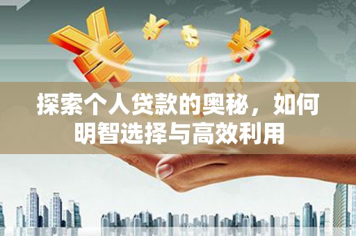 卫东探索个人贷款的奥秘，如何明智选择与高效利用